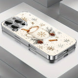 Christmas Snowflake Pattern Glass Electroplated Silver Phone Case For iPhone