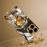 Transparent Golden  Tempered Glass Phone Case For iPhone