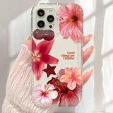 Cherry Flower Print Clear Case For iPhone