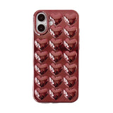 Plating Rose Gold 3D Love Heart Glossy Back Cover Case For iPhone