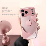 Luxury Light Pink For Apple Pattern Metallic Paint Glass Phone Case For iPhone