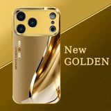 Gold Luxury Metal Curve Pattern Electroplating Glass Phone Case For iPhone