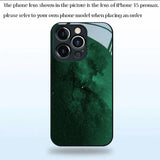 Dark Green Starry Sky Pattern Tempered Glass Black Phone Case For iPhone