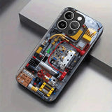 Creative Mechanical Circuit Board Pattern Glass Phone Case For iPhone