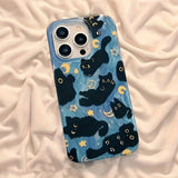 Moon Stars And Black Cats  Phone Case For iPhone