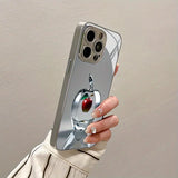Plating Silver “candy red apple ” Glass Design Case  For iPhone