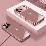 Pink Butterfly Pattern Pink Metallic Tempered Glass Phone Case For iPhone
