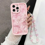 Pink Bow Pattern Silicone Phone Case For iPhone