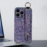 Shining Glitter Wrist Holder Strap Phone Case For iPhone