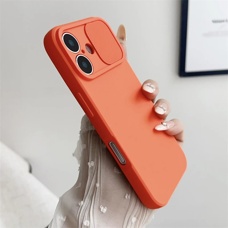 Slide Camera Lens Protection Soft Silicone Case For iPhone