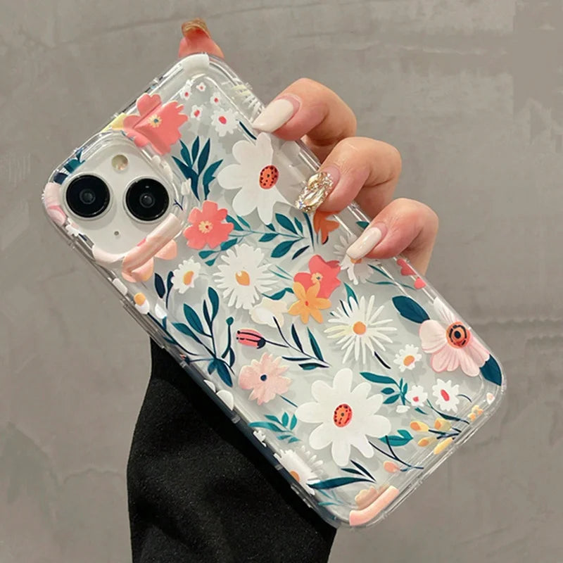 Colorful Flower Clear Phone Case For iPhone