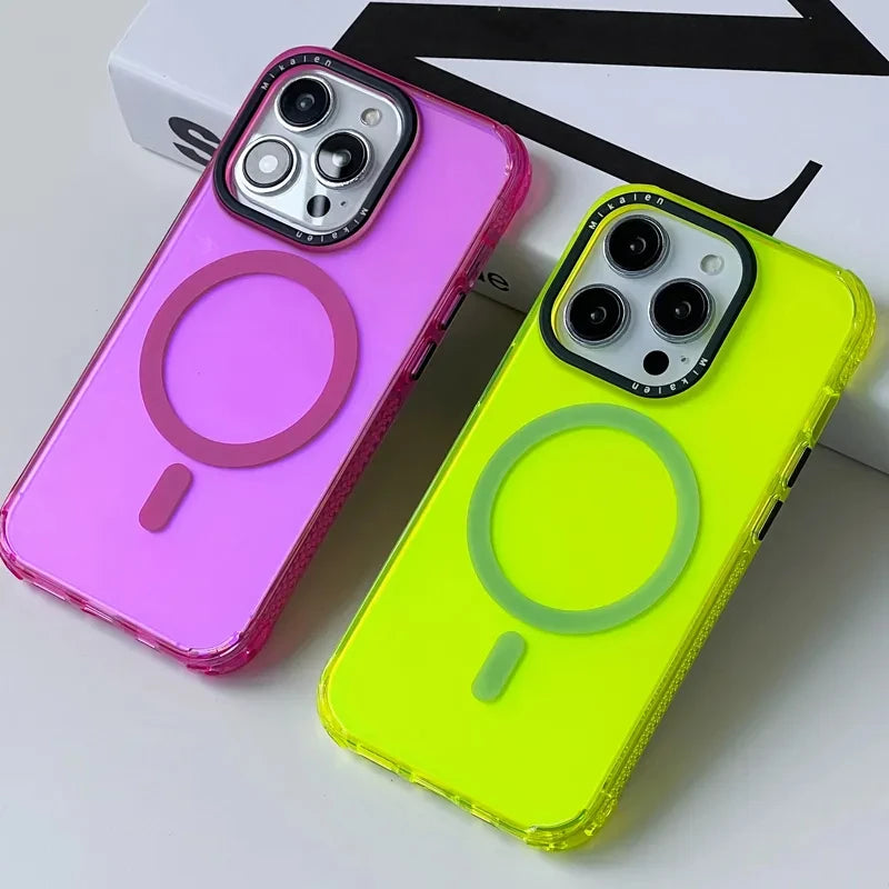 Neon color Wireless charging Case For iPhone