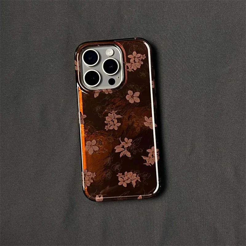 Vortex Shell Pattern Full Screen Retro Flowers Phone Case For iPhone