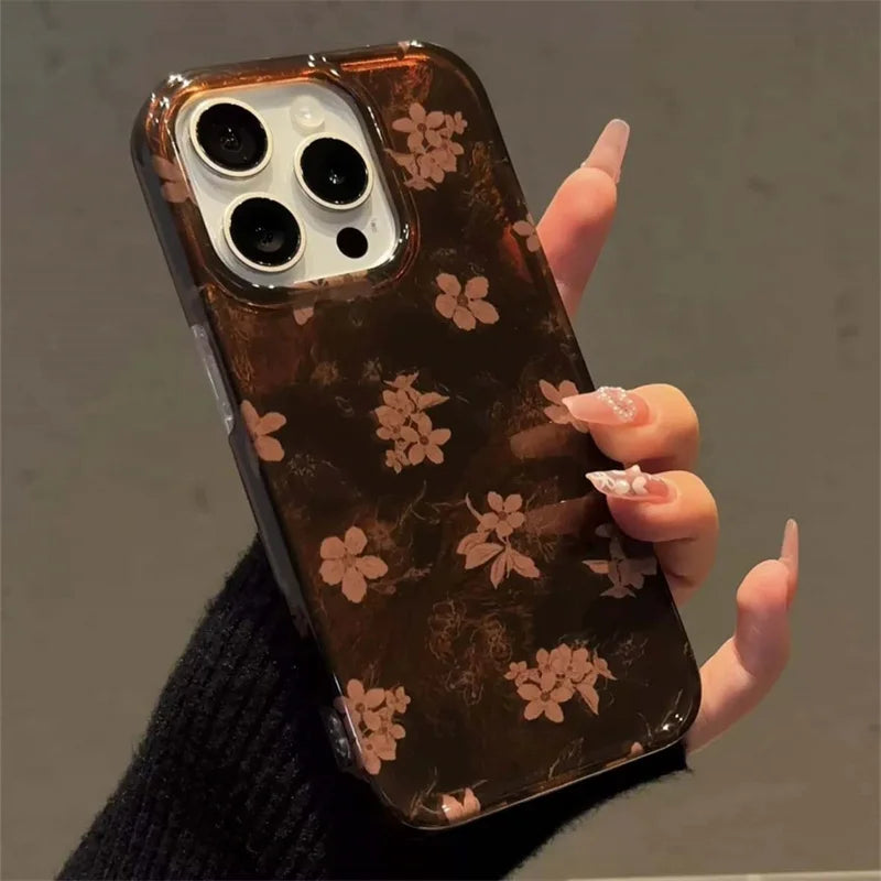 Vortex Shell Pattern Full Screen Retro Flowers Phone Case For iPhone