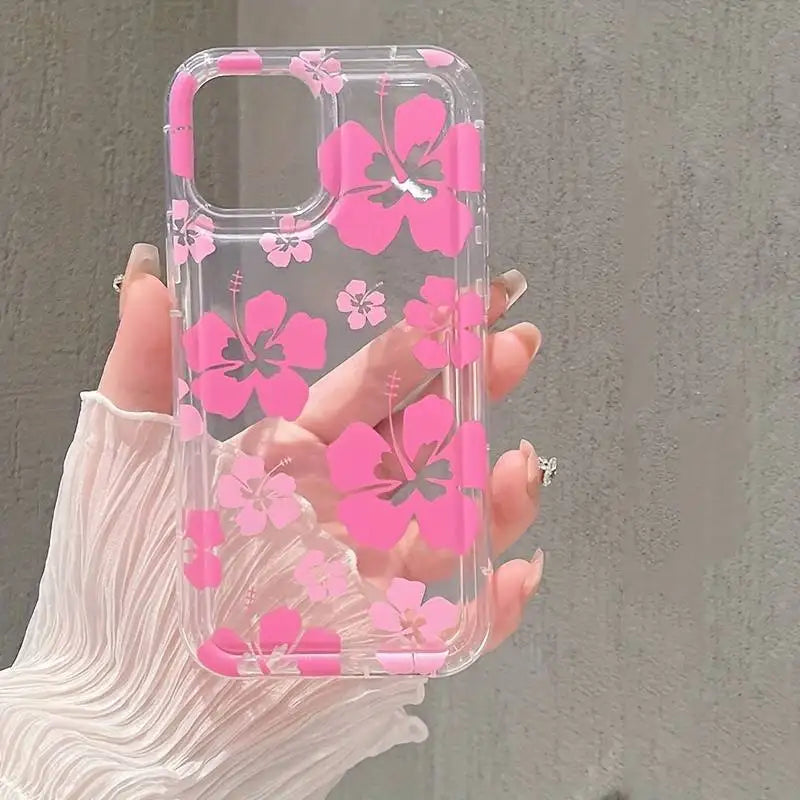 White Flower Clear Phone Case For iPhone