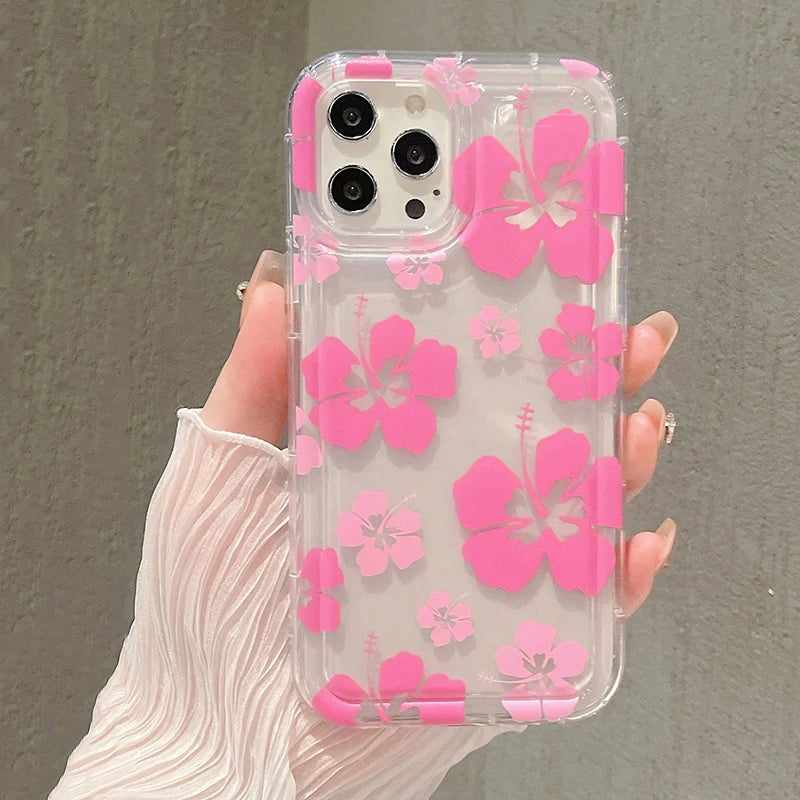 White Flower Clear Phone Case For iPhone