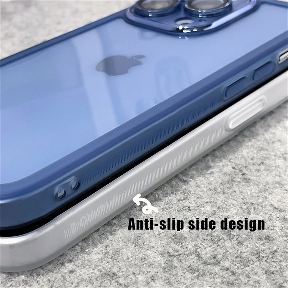 Con protezione della lente Custodia trasparente antiscivolo per iPhone
