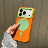 Color-blocking Wavy Magnetic Shockproof Phone Case For iPhone
