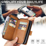 Flip Zipper Card Holder Phone Case For iPhone