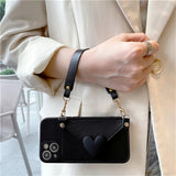 Crossbody Lanyard Necklace Strap Card Holder Purple Case For iPhone