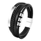 Braid Stainless Steel Magnetic Buckle Genuine Leather Bracelets & Bangles