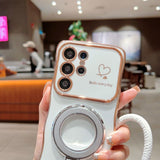 Electroplated Wave Double Heart Large Window Phone Case For Samsung