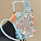 3D Snowflake Wristband Anti-Fall Phone Case For iPhone