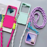 Crossbody Lanyard Matte Phone Case For Samsung Z Flip 7 6 5 4 3