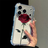 Rose-colored Transparent Shockproof Phone Case For iPhone