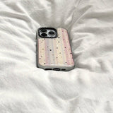 Silver Frame Pink and Yellow Pattern Gilded Star Mobile Phone Case For iPhone