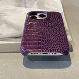 Dark Purple Crocodile Pattern Phone Case For iPhone