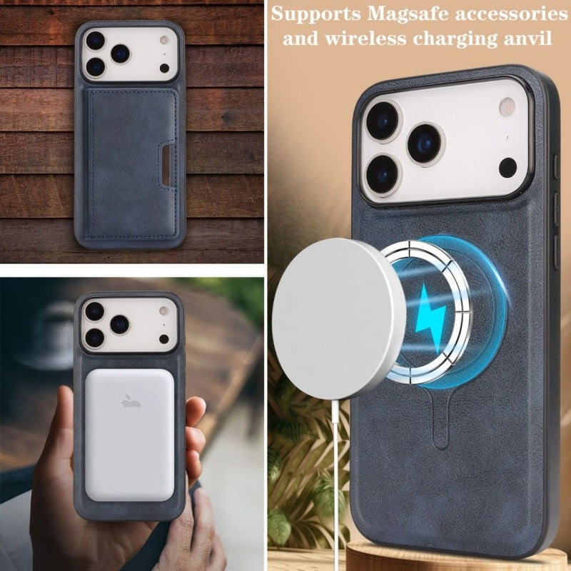 Card Holder Integrated Magnetic Phone Case For iPhone