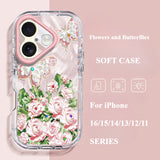 Flowers and Butterflies Light Luxury Shockproof Phone Case For iPhone