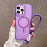 Frosted Magnetic Phone Case with Hand Strap For iPhone