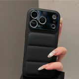 Armor Bumper Large Window Down Jacket Phone Case For iPhone