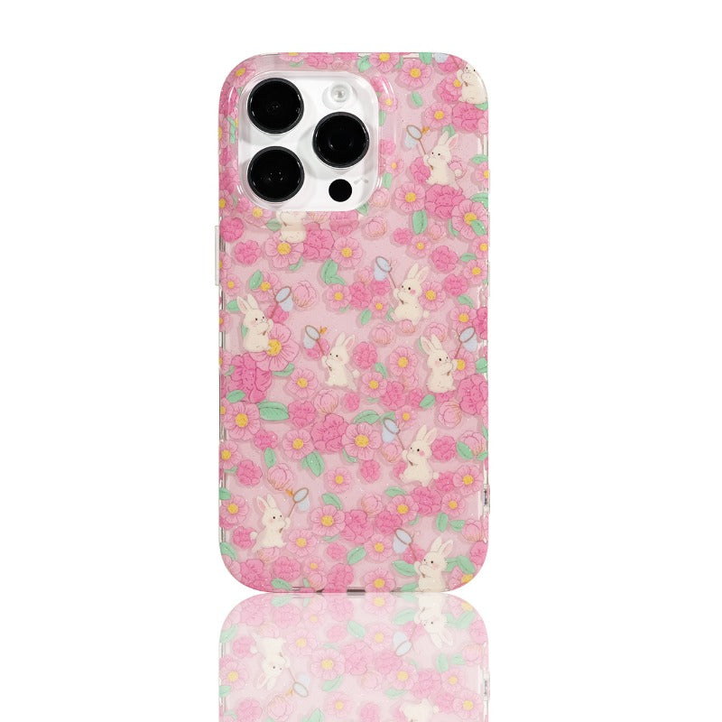 Flower Bunny Pink Phone Case For iPhone