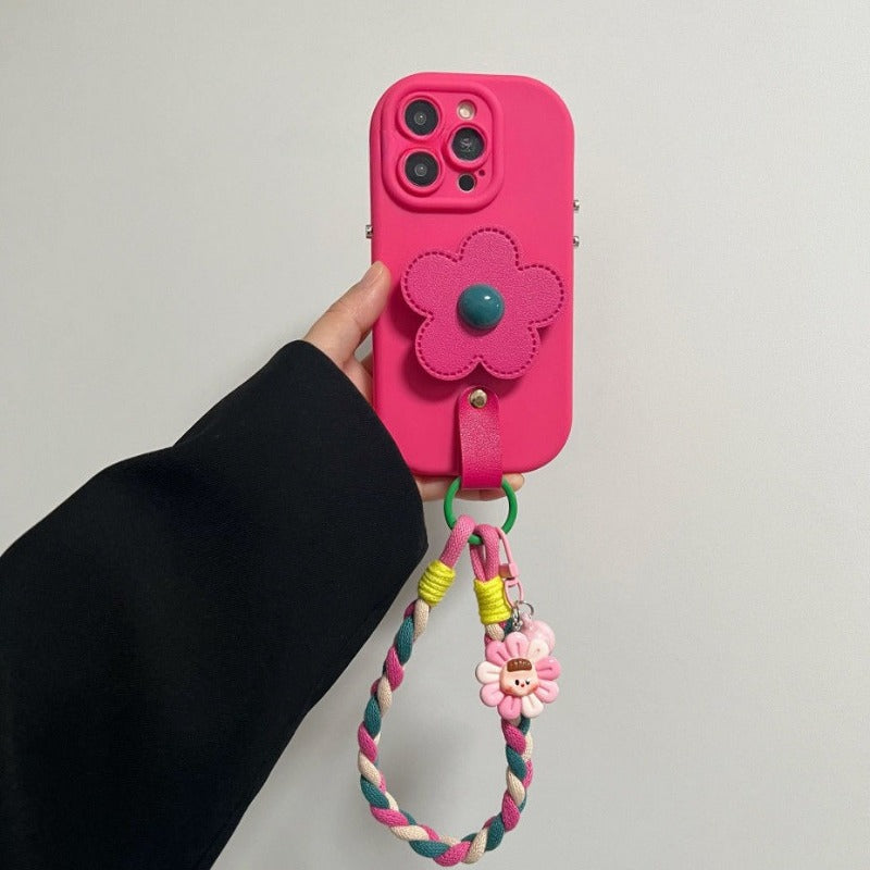 Contrast Color Flower Phone Case For iPhone