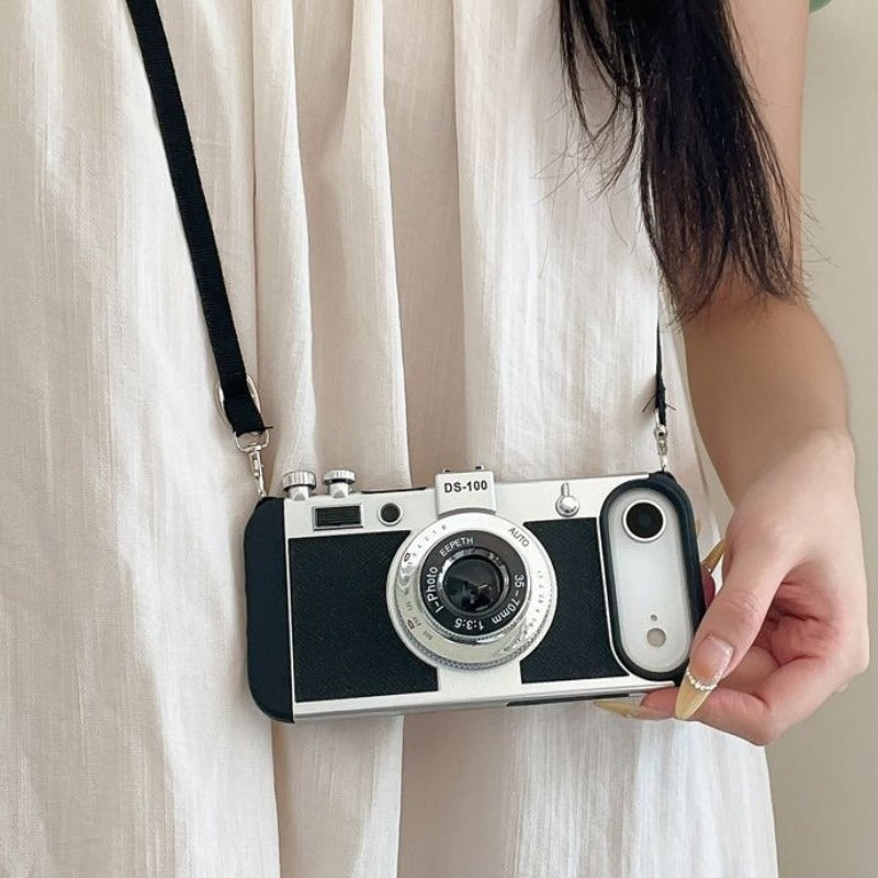 Retro Camera Style Crossbody Lanyard Phone Case For iPhone