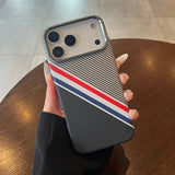 Striped Color-blocked Magnetic Phone Case For iPhone