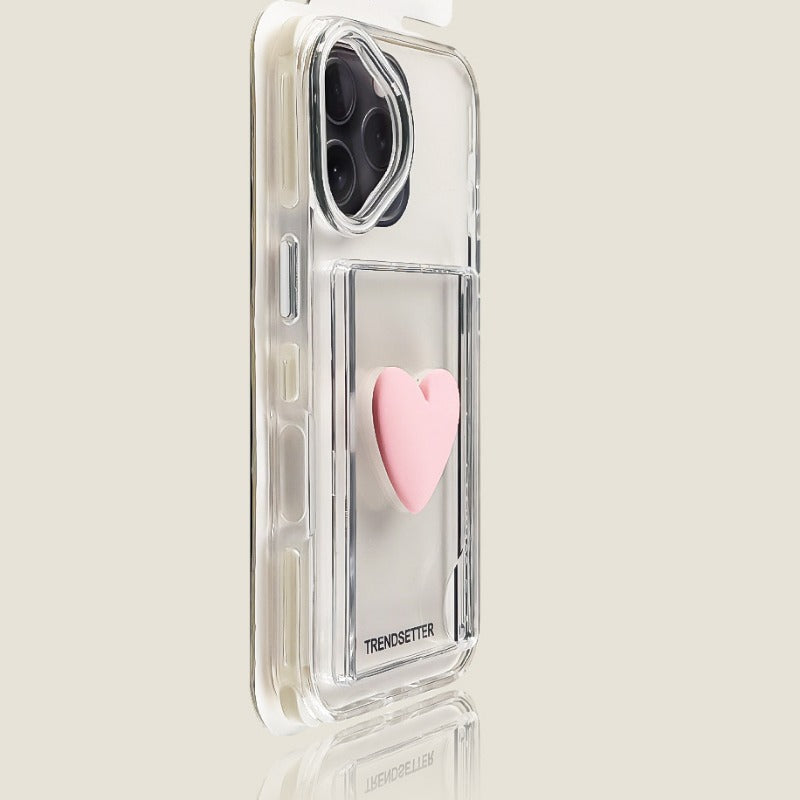 Love Card Holder Four-corner Anti-fall Phone Case For iPhone