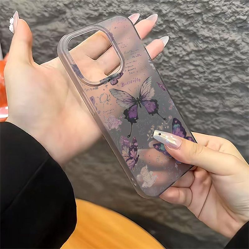 Purple Butterfly Shockproof Phone Case For iPhone