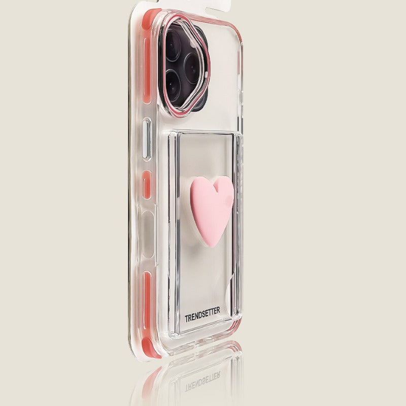 Love Card Holder Four-corner Anti-fall Phone Case For iPhone