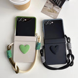 Matte Candy Color Collision Wrist Strap Case For Samsung Z Flip 8 7 6 5 4 3
