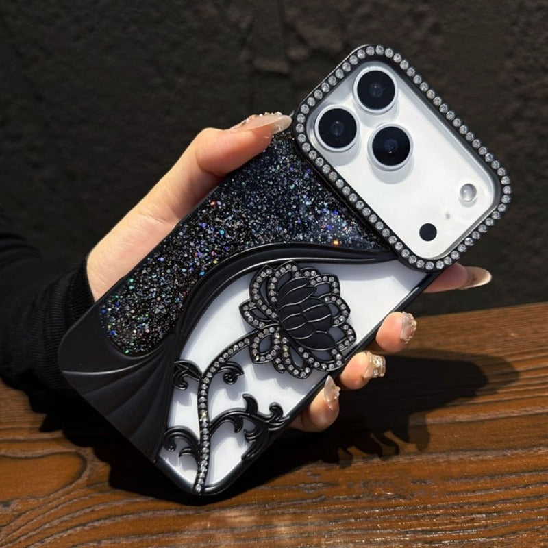 Flower Glitter Phone Case For iPhone