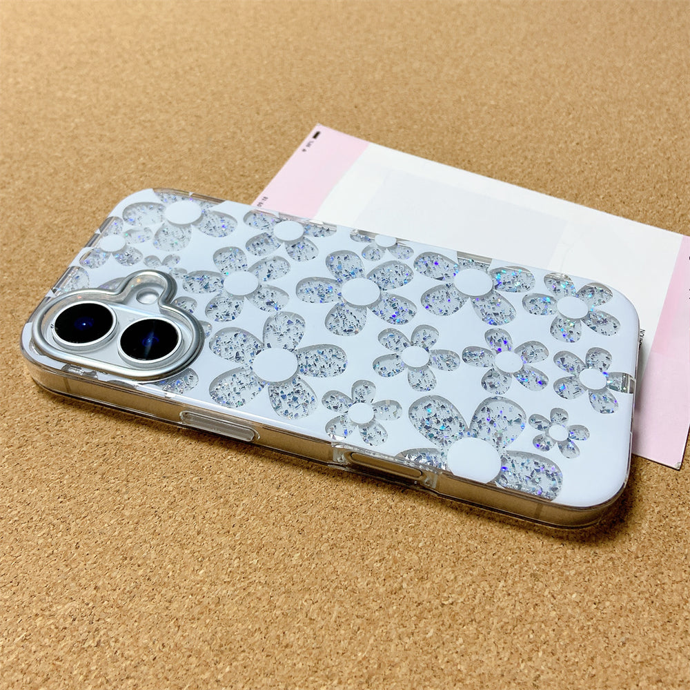 Hollow Glitter Flower Phone Case For iPhone