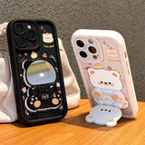 Bear Rotating Mirror Stand Phone Case For iPhone