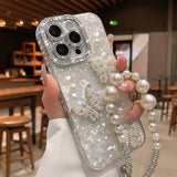 Rhinestone Pearl Butterfly Phone Case For iPhone