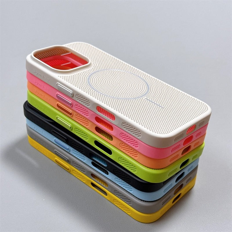 Solid Color Hollow Magnetic Phone Case For iPhone
