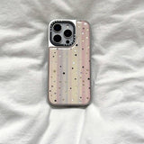 Silver Frame Pink and Yellow Pattern Gilded Star Mobile Phone Case For iPhone