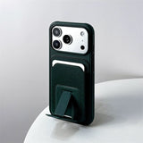Card Holder Folding Stand Frosted Phone Case For iPhone